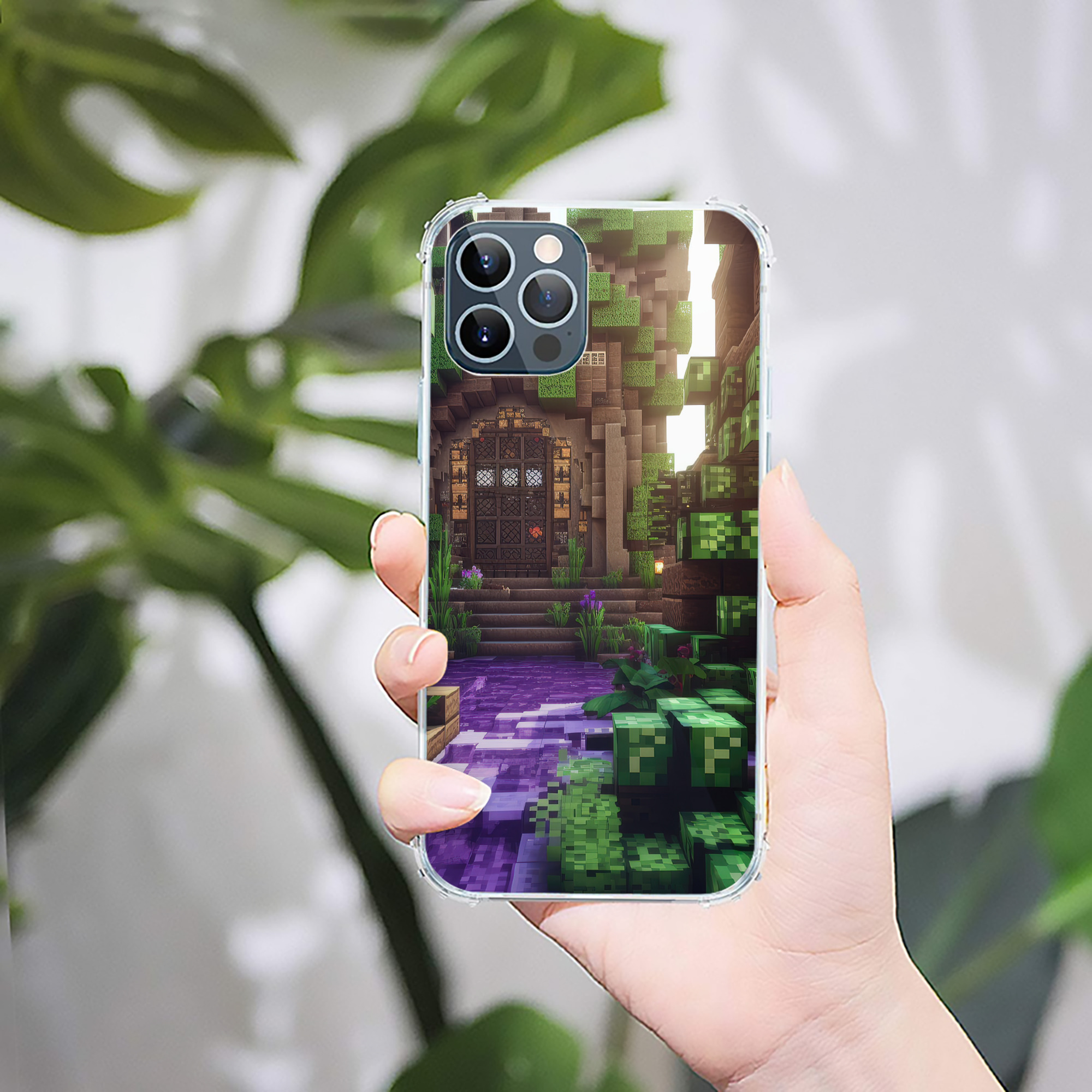 （画像用） マインクラフト ブロックの世界 Minecraft MC Block world 【iPhone 12シリーズ対応】透明スマホケース（クリアソフトケース）